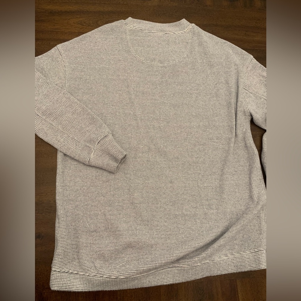 Aerie Getaway Waffle Crewneck Sweatshirt Women’s XS Oversized White Blue Knit - Picture 3 of 3